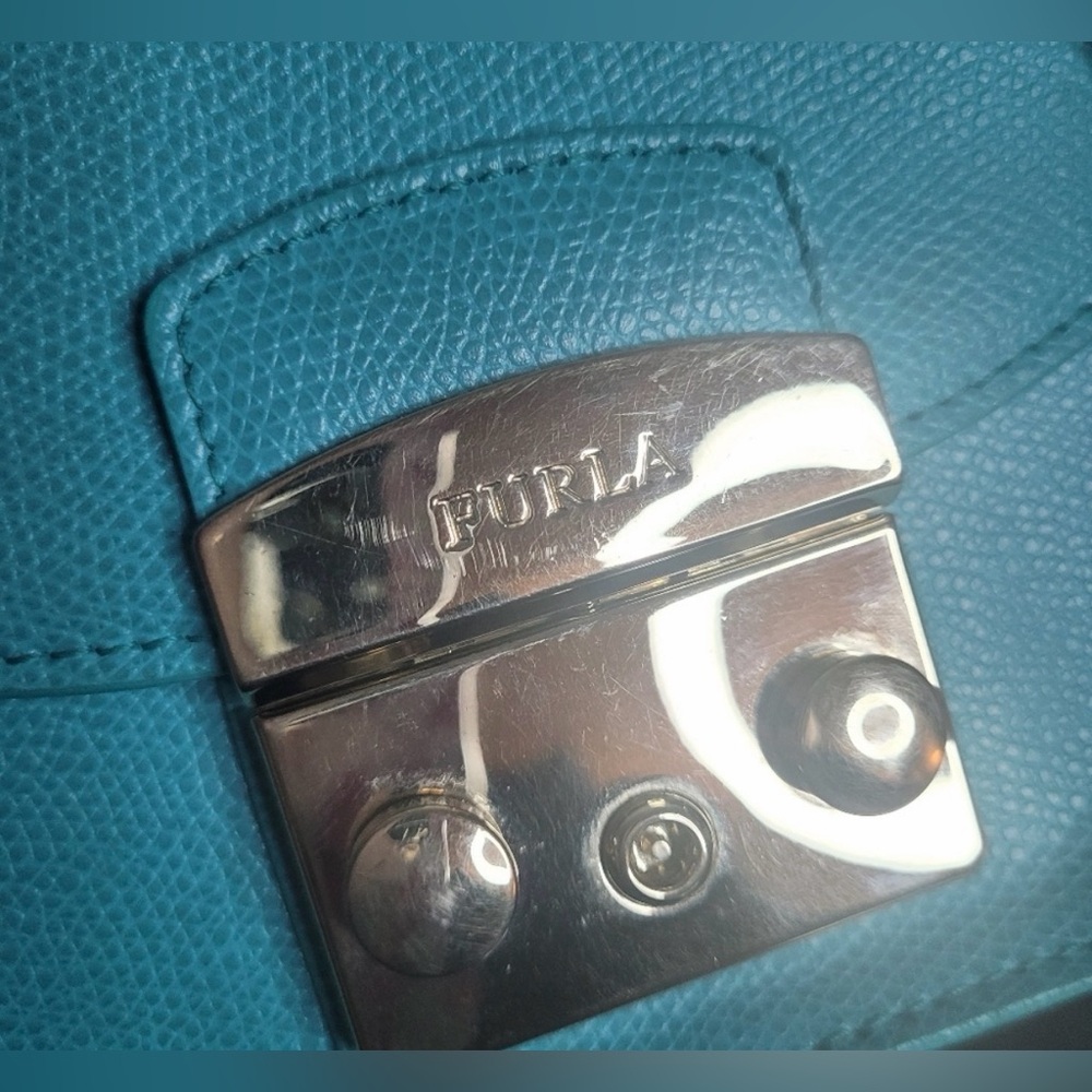 Furla Metropolis Teal Leather Mini  Crossbody Bag - Picture 7 of 15